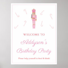 Roze Nutkraker Candy Canes Birthday Party Welkom Poster