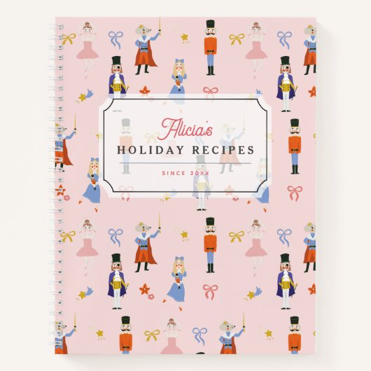 Roze Nutkraker Pattern Holiday Recipe Notitieboek (Voorkant)