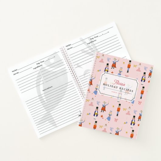 Roze Nutkraker Pattern Holiday Recipe Notitieboek (Binnen)