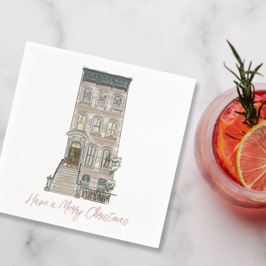 Roze NYC kerstfeest decor Servet