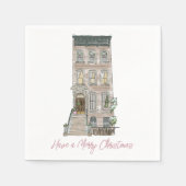 Roze NYC kerstfeest decor Servet (Voorkant)