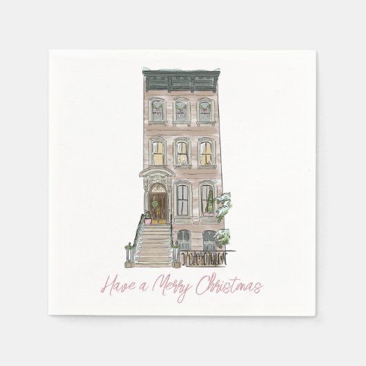 Roze NYC kerstfeest decor Servet (Voorkant)