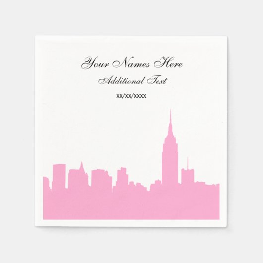 Roze NYC Skyline Silhouette, ESB Servet (Voorkant)