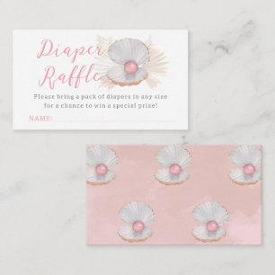 Roze Oceaan Boho Meisje Baby shower Luier Raffle Informatiekaartje
