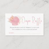 Roze Oceaan Boho Meisje Baby shower Luier Raffle Informatiekaartje (Voorkant)