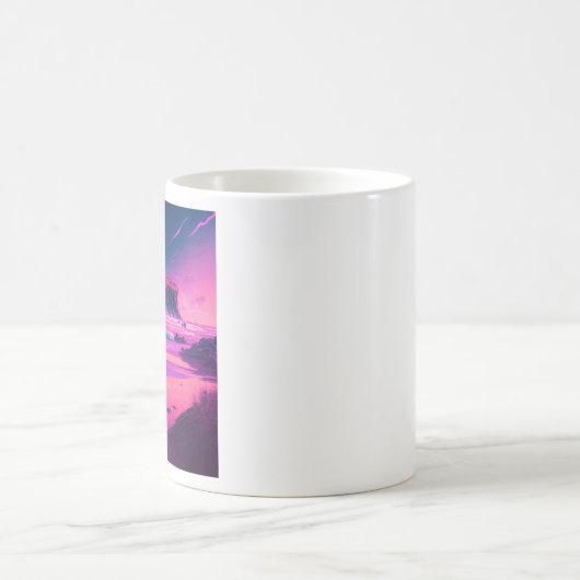 Roze Oceaan en Palm Trees Digitale Kunst Koffiemok (Center)