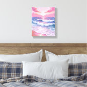 Roze Oceaan Strand Schilderij Canvas Afdruk (Insitu (Slaapkamer))
