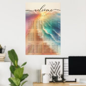Roze Oceaan Strand Zomerfeest Bruiloftstafel Poster (Thuiskantoor)