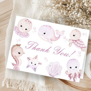 Roze Oceaan Zee Baby Shower Meisje Vouw Bedankt