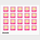 ROZE OCEAAN ZONSONDERGANG VIERKANTE STICKER (Vel)