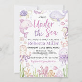 Roze oceaandieren onder het Zeeen Baby shower Kaart (Voorkant)