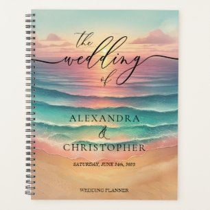 Roze Oceaanstrand Mooie Handtekening Zomer Groene Planner