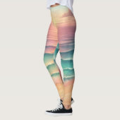 Roze Ocean Beach Zee Waterverf Zandstrand Leggings (Links)