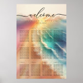 Roze Ocean Beach Zomer Party Trouwtafel Poster (Voorkant)