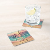 Roze Ocean Beach Zonnig Waterverf Zomerfeest Kartonnen Onderzetters (Insitu)