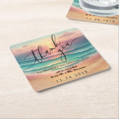 Roze Ocean Beach Zonnig Waterverf Zomerfeest Kartonnen Onderzetters (Schuin)