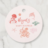 Roze Ocean Creature Baby shower Bedankjes Labels (Voorkant)
