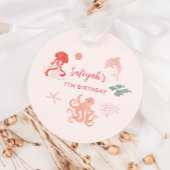 Roze Ocean Creature Verjaardagsfeest Bedankjes Labels