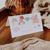 Roze Ocean Party Food Label Plaatskaartje