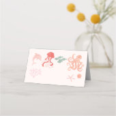 Roze Ocean Party Food Label Plaatskaartje (Voorkant)