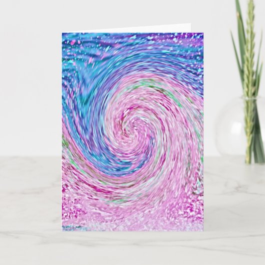 Roze Ocean Wave Abstracte Art Note Kaart (Voorkant)