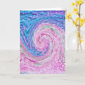 Roze Ocean Wave Abstracte Art Note Kaart (Gele Bloem)