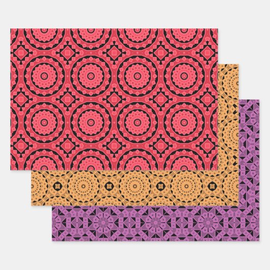Roze Ochre Paarse Cool Moroccan mozaïekpatronen Inpakpapier Vel (Set)
