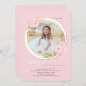 Roze ochtend glorie religieuze foto uitnodiging (Voorkant / Achterkant)