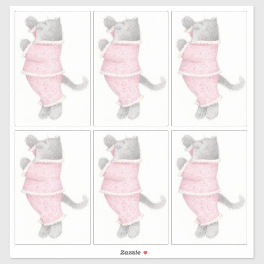 ROZE OCHTENDJAS KAT 35X35CM Vinyl Sticker (Vel)