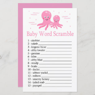 Roze Octopus Baby word scramble game