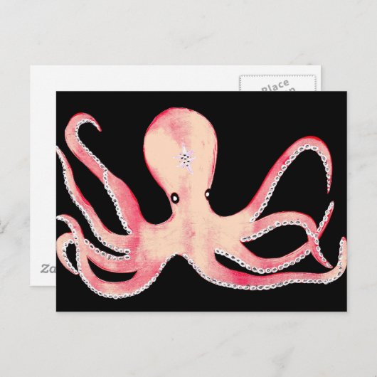 Roze octopus briefkaart (Voorkant / Achterkant)