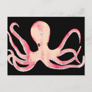 Roze octopus briefkaart