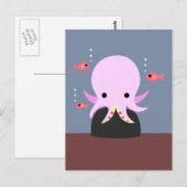 Roze octopus Briefkaart (Voorkant / Achterkant)