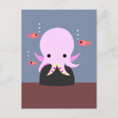 Roze octopus Briefkaart (Voorkant)