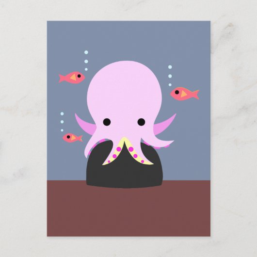 Roze octopus Briefkaart (Voorkant)