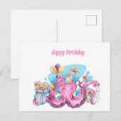  roze octopus briefkaart (Voorkant / Achterkant)