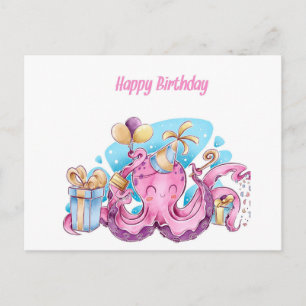 roze octopus briefkaart