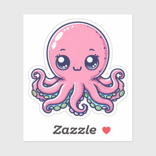 Roze Octopus Custom-Cut Vinyl Stickers (Vel)