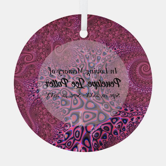 Roze Octopus Fractal Memorial Suncatcher Glas Ornament (Achterkant)