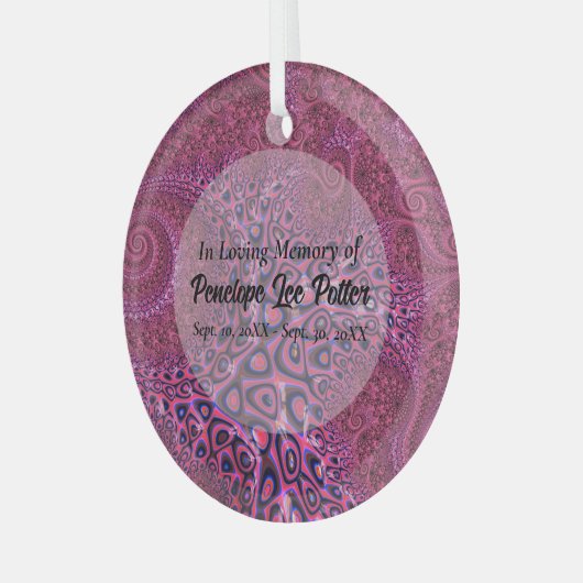 Roze Octopus Fractal Memorial Suncatcher Glas Ornament (Voorkant links)