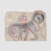 Roze octopus Full  Map Compass Beach Tissuepapier (Voorkant)