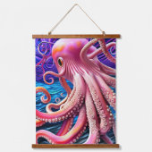 Roze octopus hangend wandkleed (Voorkant)