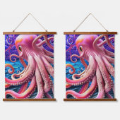 Roze octopus hangend wandkleed (Dubbel)