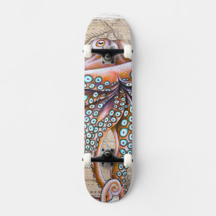 Roze octopus  Map Kraken Nautical Persoonlijk Skateboard