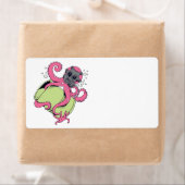 roze octopus met gasmasker etiket (Insitu)