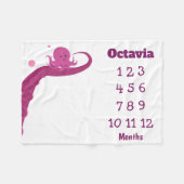 Roze Octopus Naam Milestone Fleece Deken (Voorkant (Horizontaal))