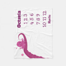 Roze Octopus Naam Milestone Fleece Deken