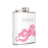 Roze octopus nautische avonturen kraken heupfles (Rechts)