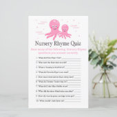 Roze Octopus Nursery Rhyme Quiz baby shower game (Staand voorkant)