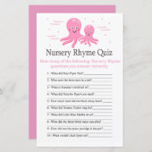 Roze Octopus Nursery Rhyme Quiz baby shower game (Voorkant / Achterkant)